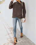 long sleeve zipper design high neck fluffy sweatshirt