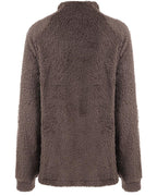 long sleeve zipper design high neck fluffy sweatshirt