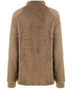 long sleeve zipper design high neck fluffy sweatshirt