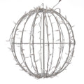 20" Fold Flat Pink Led Jumbo Hanging Sphere with White Powder Coated Frame. UL 24 Volt 3mm LED Lights with 10 Watt Waterproof Outdoor Transformer, AWG22 Transparent Cable and 6' Lead Wire Male Plug.