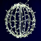 20" Fold Flat Pink Led Jumbo Hanging Sphere with White Powder Coated Frame. UL 24 Volt 3mm LED Lights with 10 Watt Waterproof Outdoor Transformer, AWG22 Transparent Cable and 6' Lead Wire Male Plug.