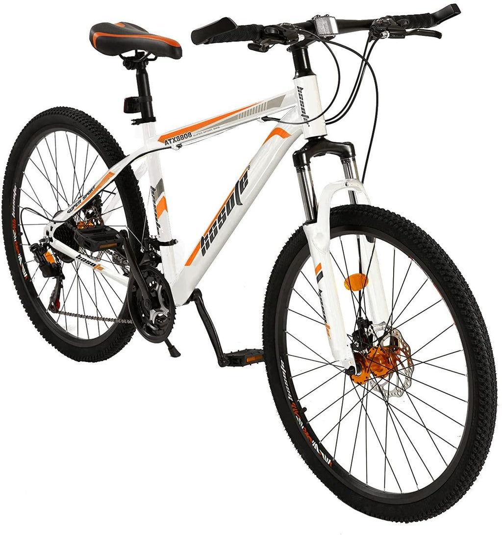 26 Inch Moutain Bike for Women and Men, 21 Speed Dual Disc Brake City Moutain Bicycle for Adults and Teens, Carbon Steel Suspension Fork MTB Bikes [US in Stock]