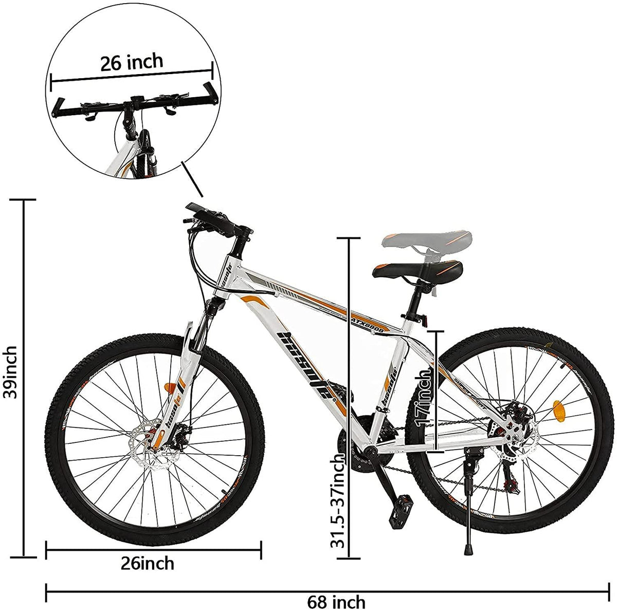 26 Inch Moutain Bike for Women and Men, 21 Speed Dual Disc Brake City Moutain Bicycle for Adults and Teens, Carbon Steel Suspension Fork MTB Bikes [US in Stock]