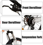 26 Inch Moutain Bike for Women and Men, 21 Speed Dual Disc Brake City Moutain Bicycle for Adults and Teens, Carbon Steel Suspension Fork MTB Bikes [US in Stock]