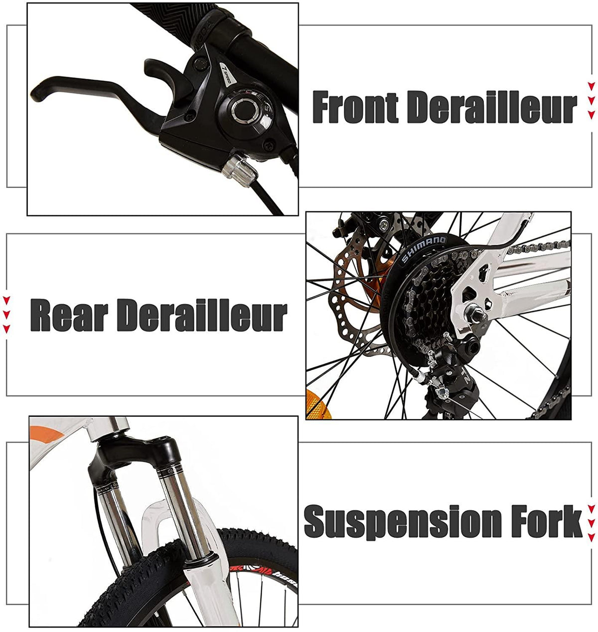 26 Inch Moutain Bike for Women and Men, 21 Speed Dual Disc Brake City Moutain Bicycle for Adults and Teens, Carbon Steel Suspension Fork MTB Bikes [US in Stock]