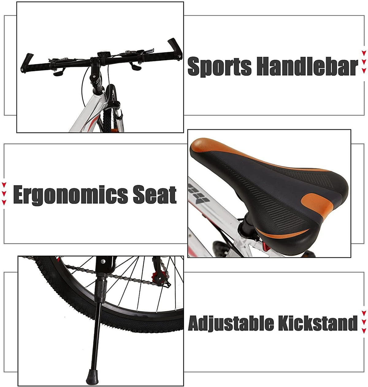 26 Inch Moutain Bike for Women and Men, 21 Speed Dual Disc Brake City Moutain Bicycle for Adults and Teens, Carbon Steel Suspension Fork MTB Bikes [US in Stock]