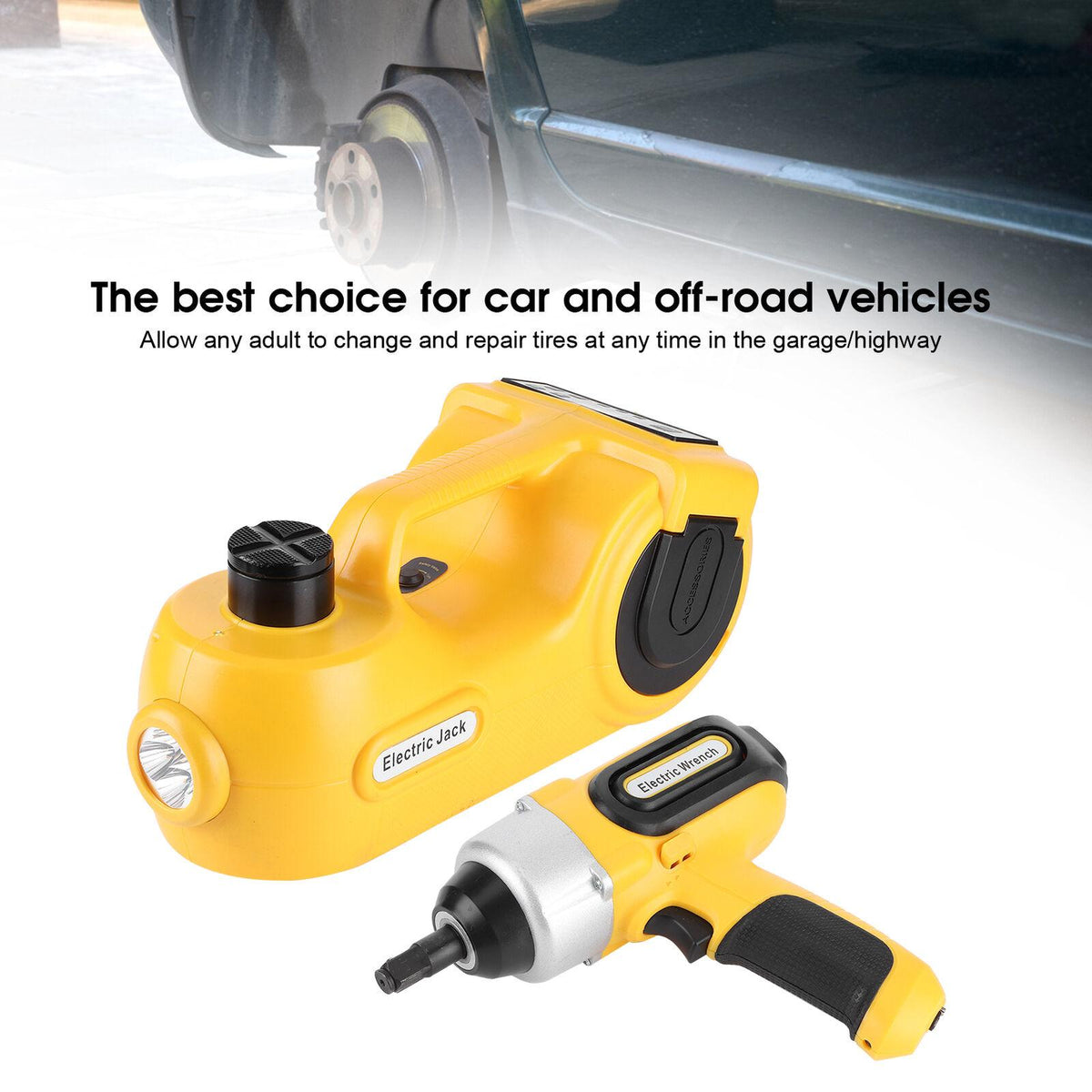 Electric Hydraulic Floor Jack & Impact Wrench Set 12V 5T 155-450mm For Car SUV