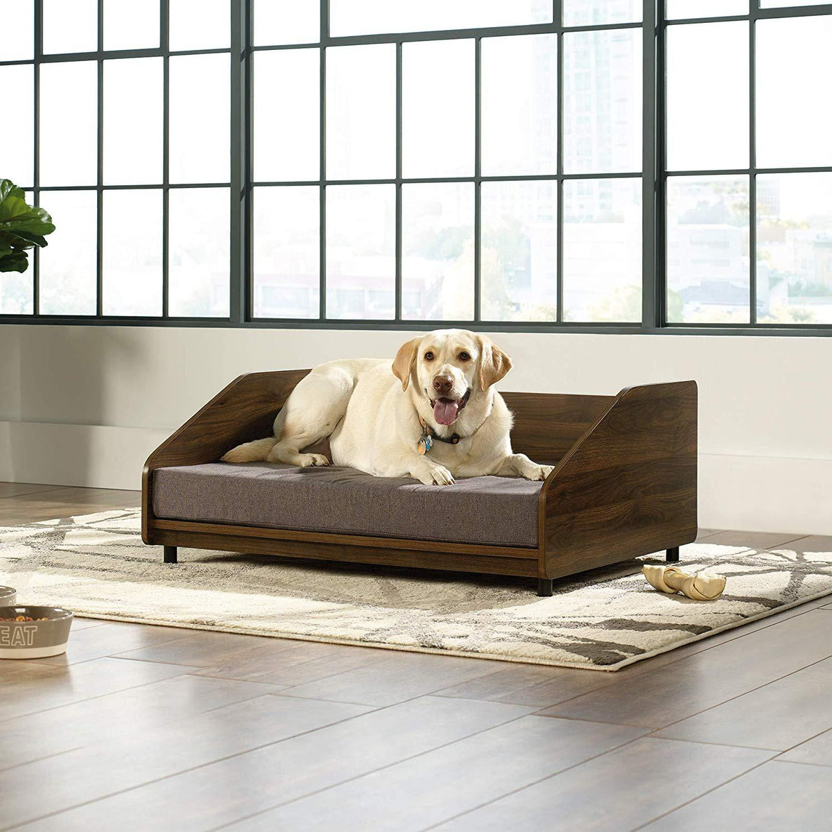 Sauder 424478 Harvey Park Dog Bed - Large, Noble Walnut Finish
