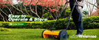 Push Reel Lawn Mower, 16-Inch 5-Blade Cordless Manual Reel Lawn Mower, Walk-Behind Steel Lawn Mower with 4-Position Cutting Height Adjustment &amp; SponGrip