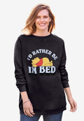 disney women's long sleeve fleece sweatshirt winnie the pooh rather be in bed
