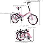 BMX Bikes 20 Inch Folding Bike for Adults 7 Speed City Cycling Bike Ultra-Light Portable Foldable Leisure Bicycles for Women Men and Teens,Students,Office Workers [US in Stock]