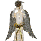 51 in. Trumpeting Gold and White Angel with Warm White LED Lights
