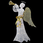 51 in. Trumpeting Gold and White Angel with Warm White LED Lights