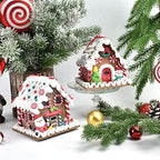 JJKFQ Christmas Decorations, Bread, Soil, Candy House Pendant, Gingerbread House with Lights, Cake Window Display, Decoration Gifts (Size : Style 2)