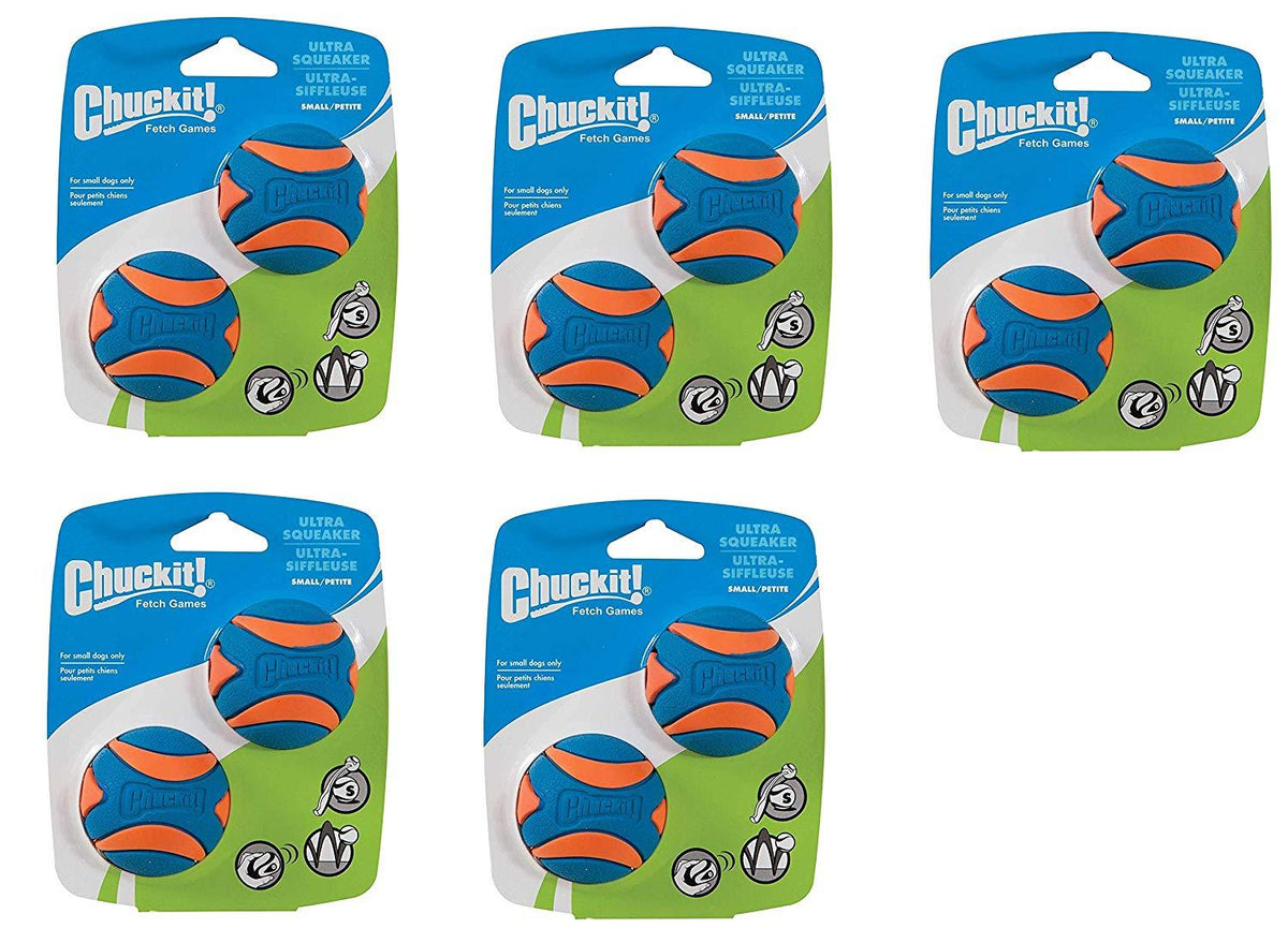 Chuckit! Ultra Squeaker Dog Ball High Bounce Blue/Oran3 Sizes, 5 Pack