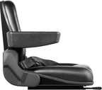 vevor universal forklift seat black pvc tractor seat, 6"/150mm adjustable mower seat foldable seat including armrests, seat belt, seat switch, skid steer seat fit forklift, tractor, skid loader