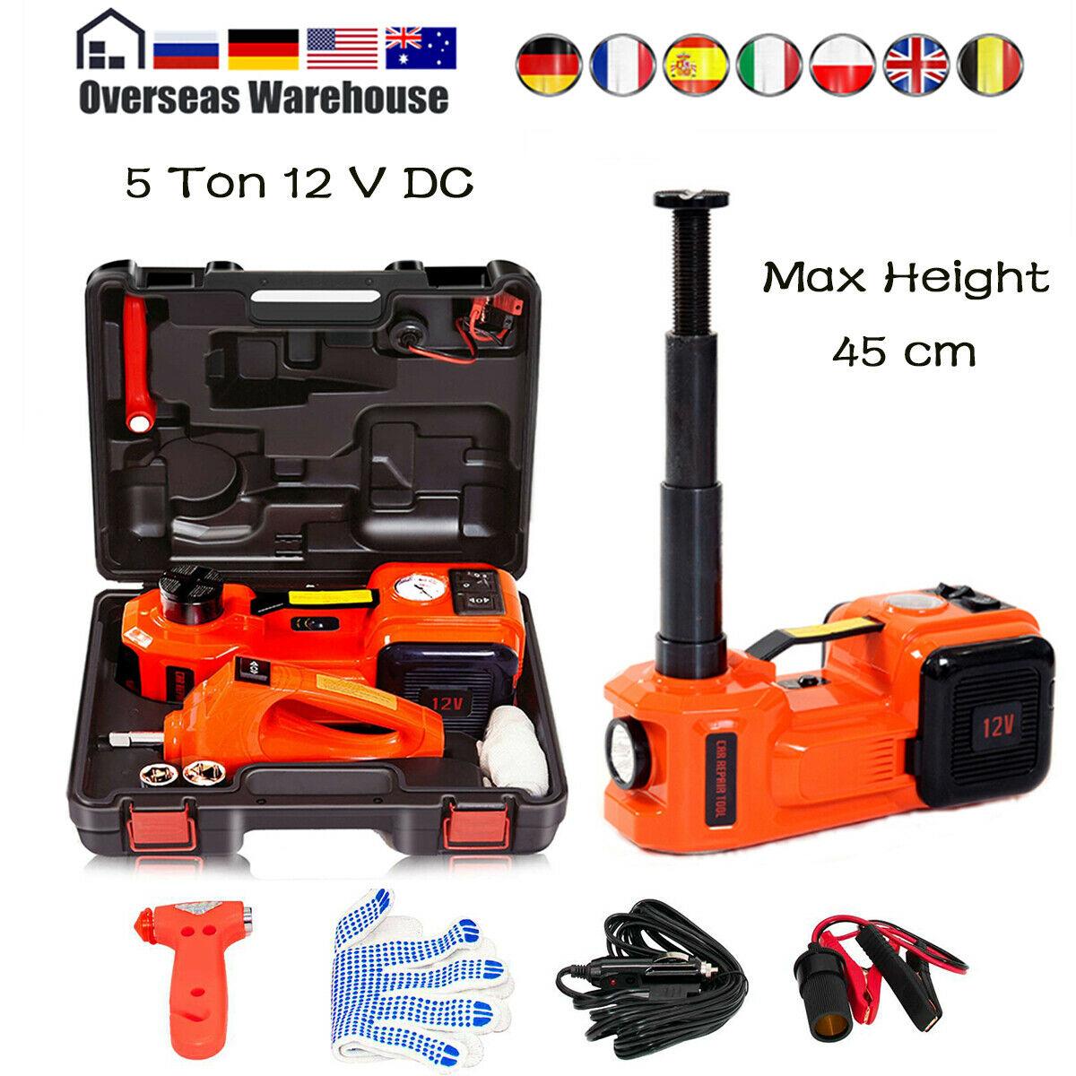 Car Jack Lift 5 Ton Electric Hydraulic Floor Jack Impact Wrench Repair Tool Kits