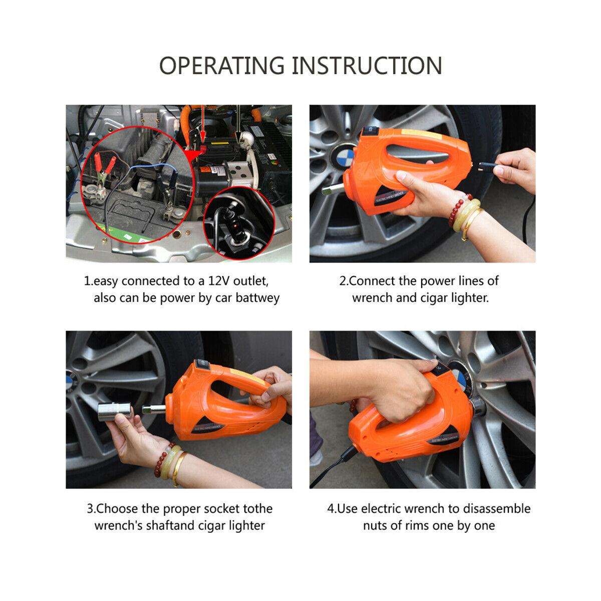 Car Jack Lift 5 Ton Electric Hydraulic Floor Jack Impact Wrench Repair Tool Kits