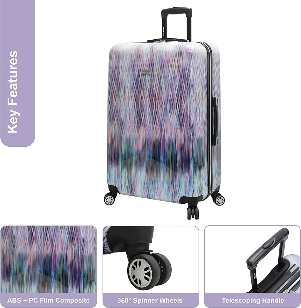 28 Inch Checked Luggage Collection - Scratch Resistant (ABS + PC) Hardside Suitcase - er Lightweight Bag with 8-Rolling Spinner Wheels (Diamond)