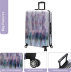 28 Inch Checked Luggage Collection - Scratch Resistant (ABS + PC) Hardside Suitcase - er Lightweight Bag with 8-Rolling Spinner Wheels (Diamond)
