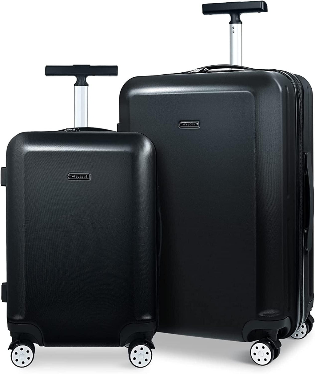 Hardside Luggage Set of 2 Piece Suitcase Set of 2 with Spinner Wheels Carry On Luggage Airline Approved and Built-In TSA Lock, Black