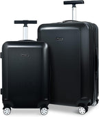 Hardside Luggage Set of 2 Piece Suitcase Set of 2 with Spinner Wheels Carry On Luggage Airline Approved and Built-In TSA Lock, Black