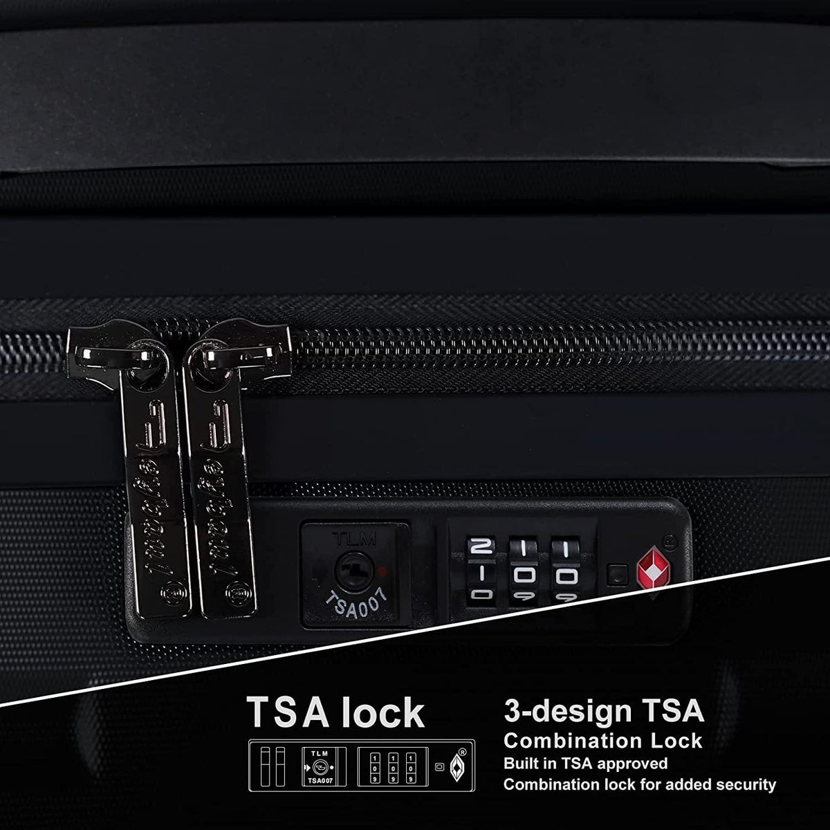 Hardside Luggage Set of 2 Piece Suitcase Set of 2 with Spinner Wheels Carry On Luggage Airline Approved and Built-In TSA Lock, Black