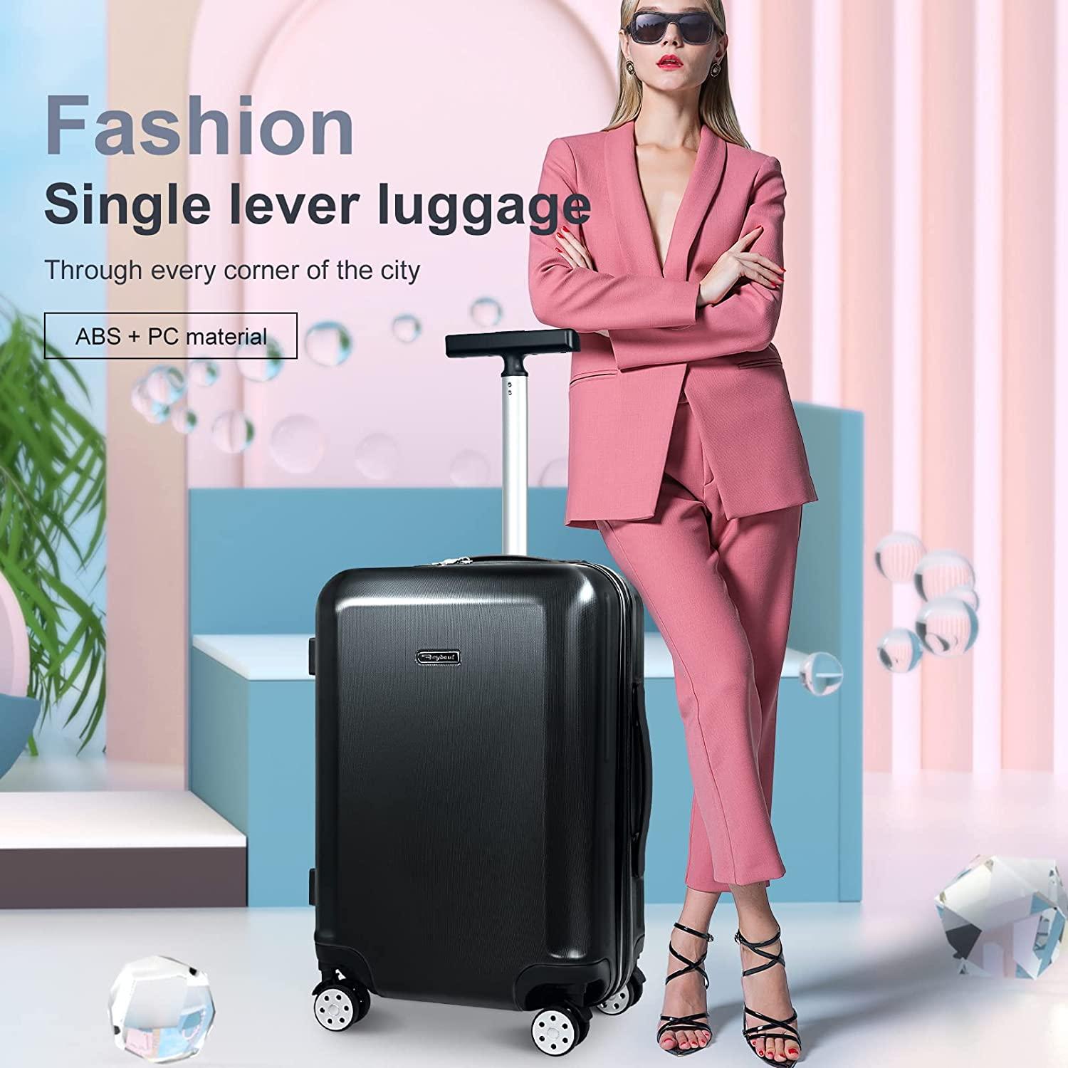 Hardside Luggage Set of 2 Piece Suitcase Set of 2 with Spinner Wheels Carry On Luggage Airline Approved and Built-In TSA Lock, Black