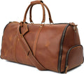 Carry On Garment Bag,Convertible Garment Bag with Shoes Compartmen Waterproof Mens Garment Bag for Travel Full Grain Leather Duffel Bag Suit Travel Bag 2 in 1 Weekender Suit Bags for Men Women