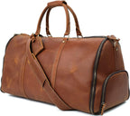Carry On Garment Bag,Convertible Garment Bag with Shoes Compartmen Waterproof Mens Garment Bag for Travel Full Grain Leather Duffel Bag Suit Travel Bag 2 in 1 Weekender Suit Bags for Men Women