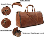 Carry On Garment Bag,Convertible Garment Bag with Shoes Compartmen Waterproof Mens Garment Bag for Travel Full Grain Leather Duffel Bag Suit Travel Bag 2 in 1 Weekender Suit Bags for Men Women