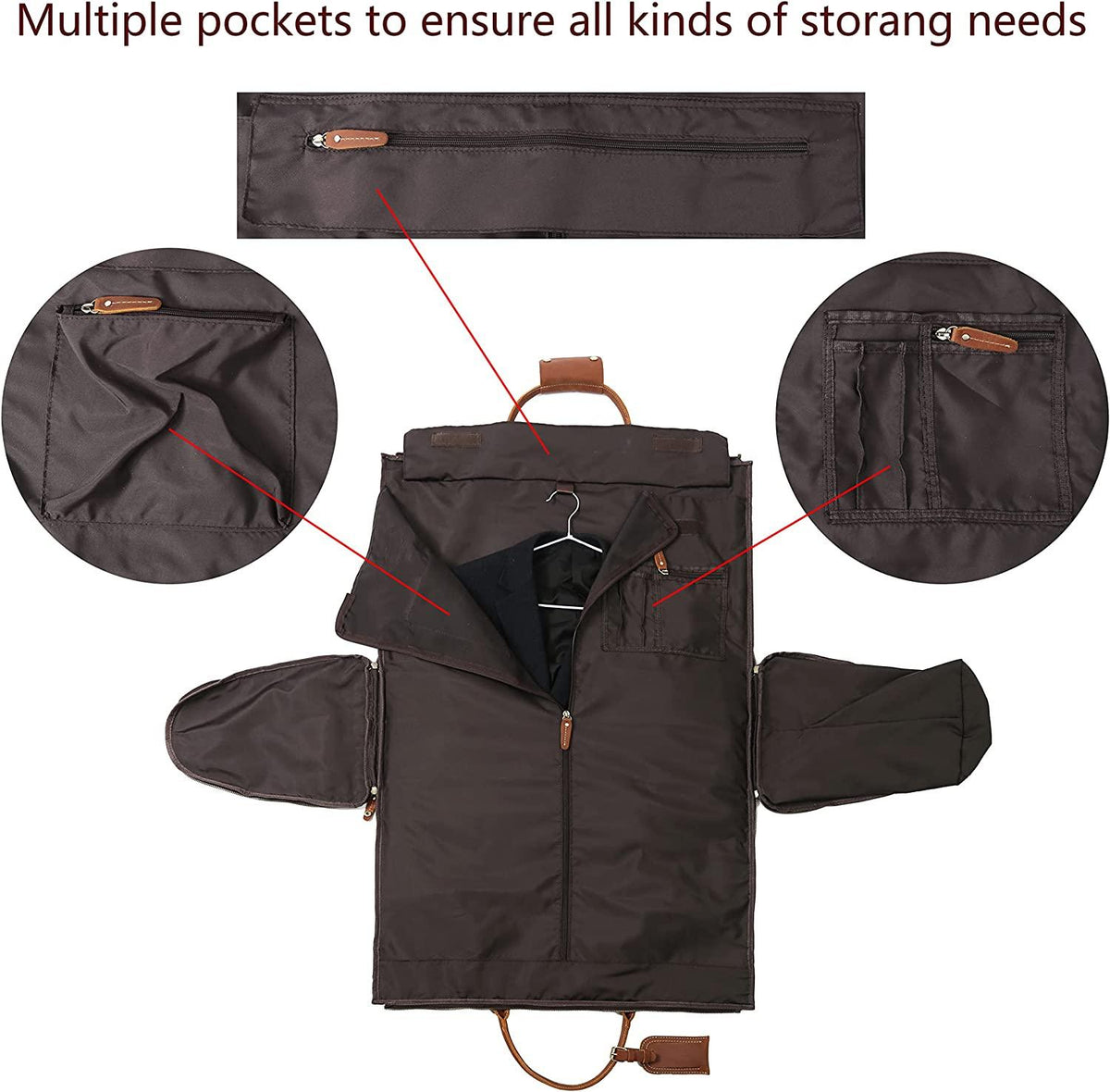 Carry On Garment Bag,Convertible Garment Bag with Shoes Compartmen Waterproof Mens Garment Bag for Travel Full Grain Leather Duffel Bag Suit Travel Bag 2 in 1 Weekender Suit Bags for Men Women