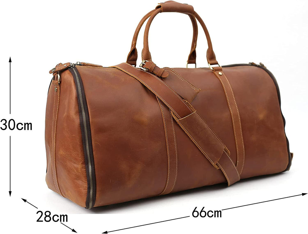 Carry On Garment Bag,Convertible Garment Bag with Shoes Compartmen Waterproof Mens Garment Bag for Travel Full Grain Leather Duffel Bag Suit Travel Bag 2 in 1 Weekender Suit Bags for Men Women