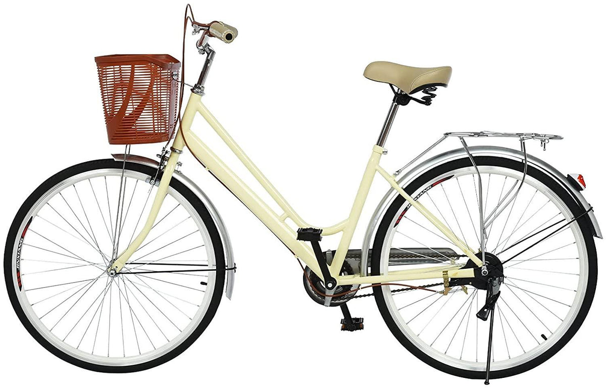 26 inch Beach Cruiser Bikes for Women 1 Speed Comfortable Womens Bike with Baskets Classic Retro Complete Cruiser Bike Womens Beach Cruiser Bike Road Bike for Leisure Picnics &amp; Shopping