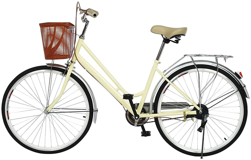 Women's Beach Cruiser Bikes 26 inch Classic Retro Bicycles for Women Comfortable Commuter Bike with Baskets &amp; Rear Racks for Leisure Picnics &amp; Shopping