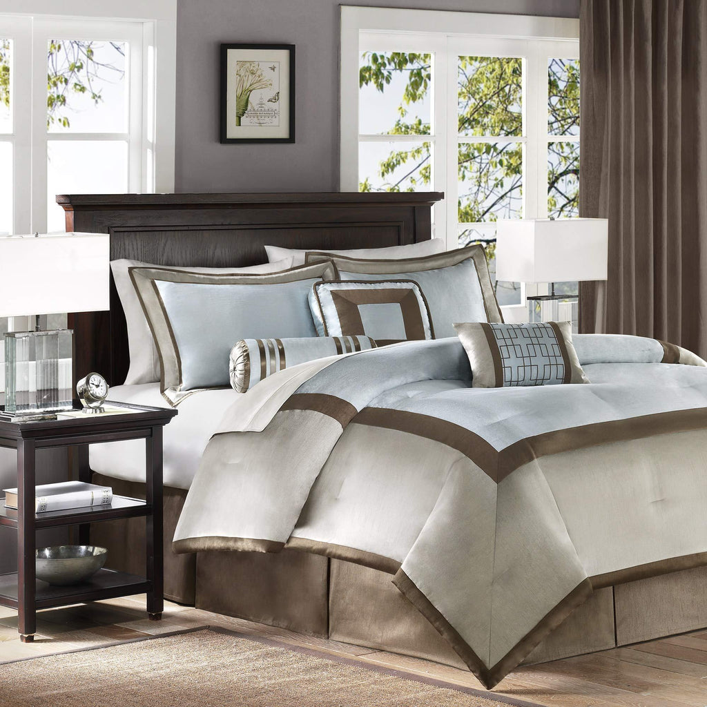 Gracie Mills Genevieve 7 Piece Comforter Set, Queen, Blue - MP10-280