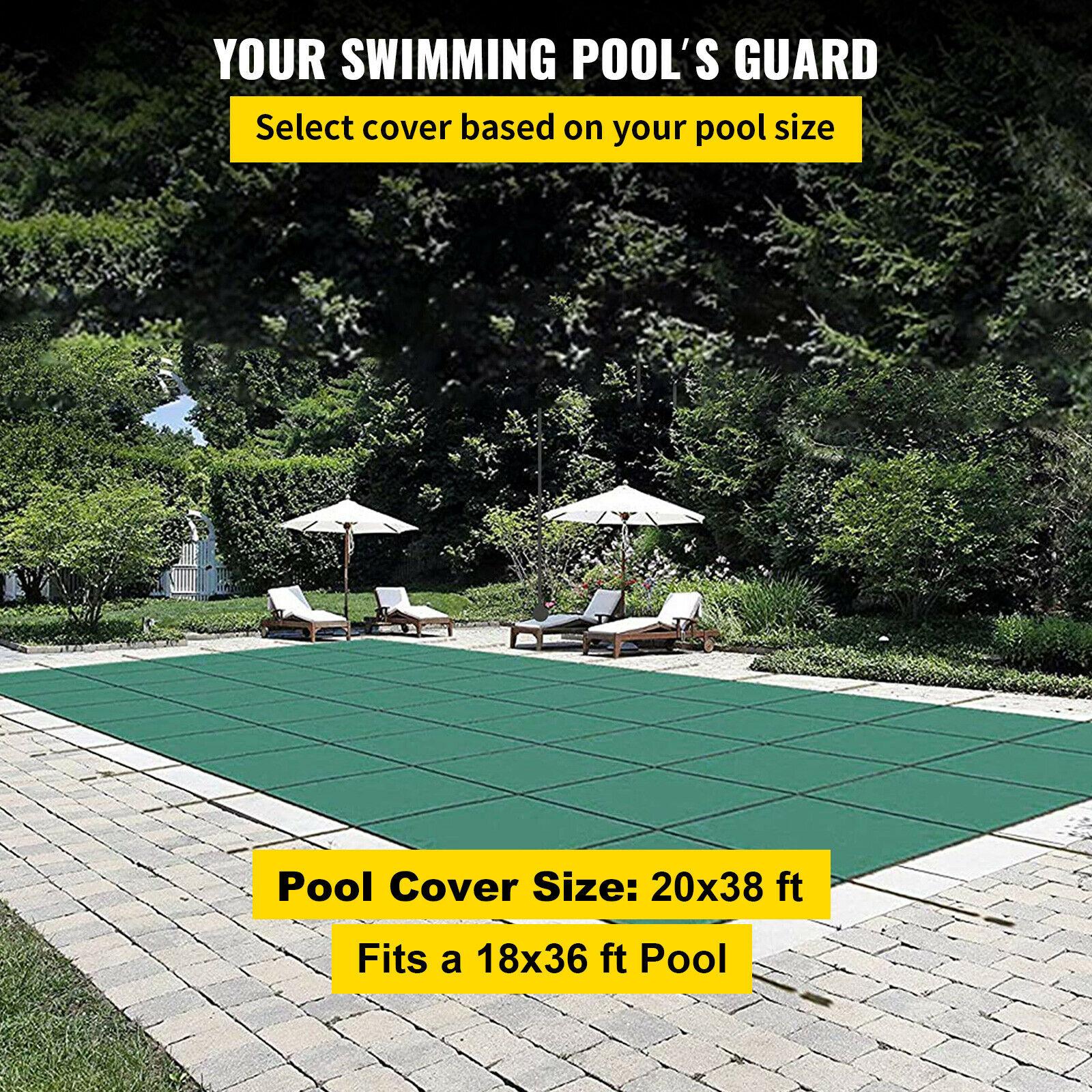 vevor safety pool cover 18x36ft rectangular in ground brass swimming pond