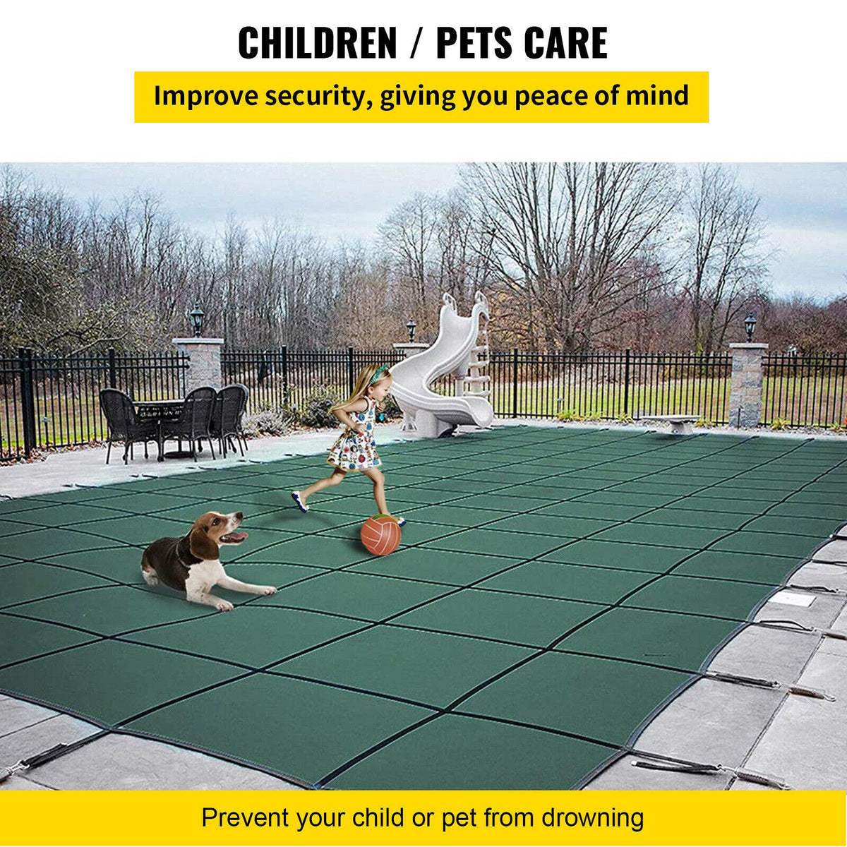vevor safety pool cover 18x36ft rectangular in ground brass swimming pond