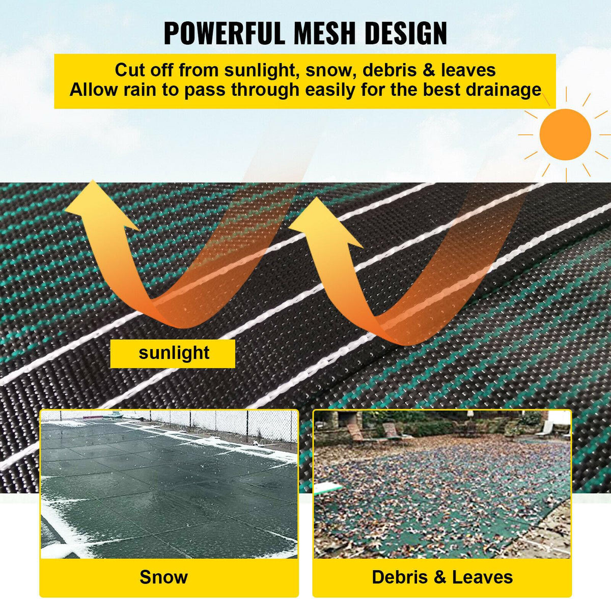vevor safety pool cover 18x36ft rectangular in ground brass swimming pond