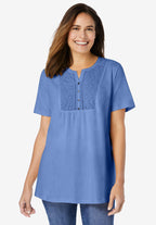 eyelet henley tee