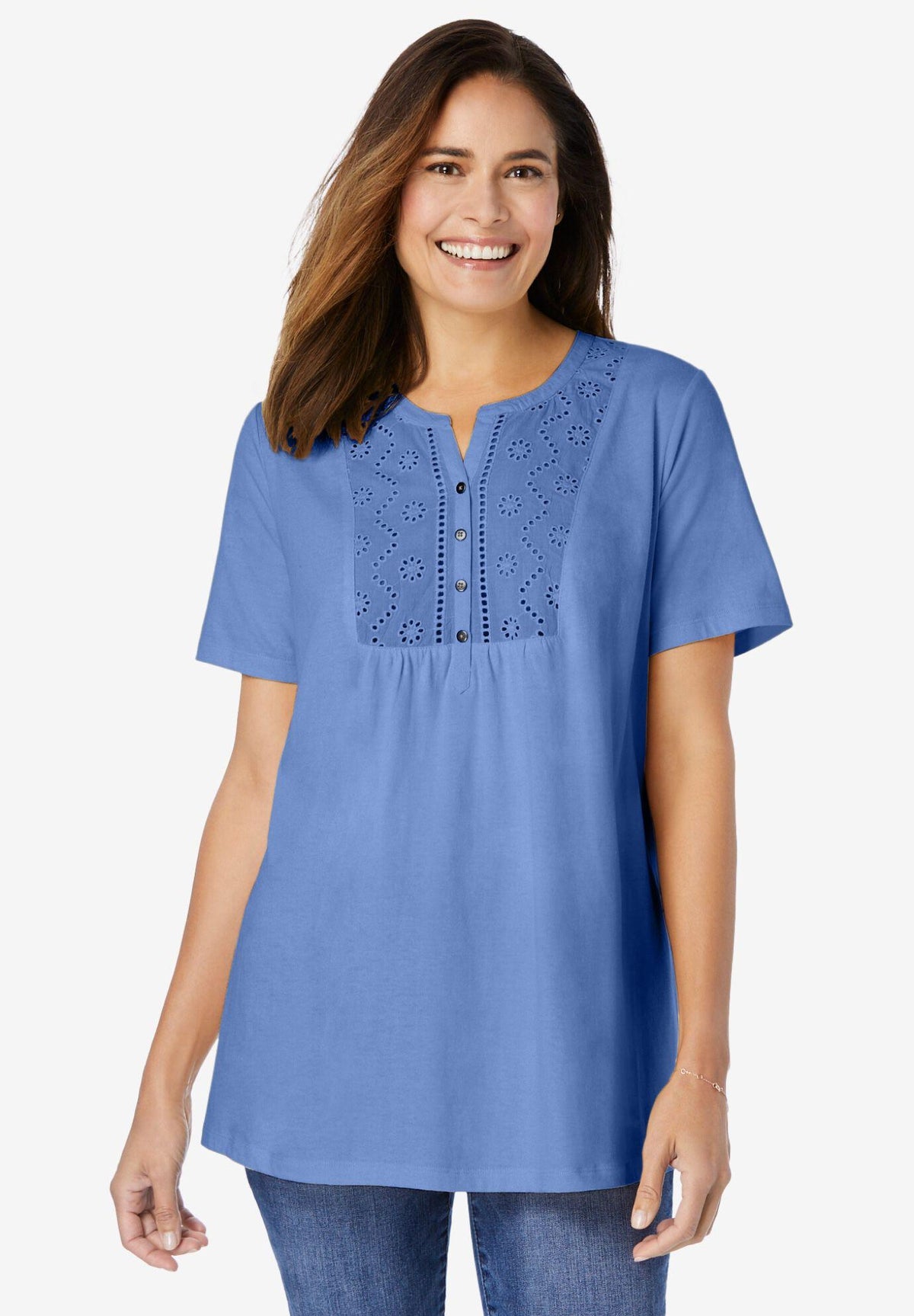 eyelet henley tee