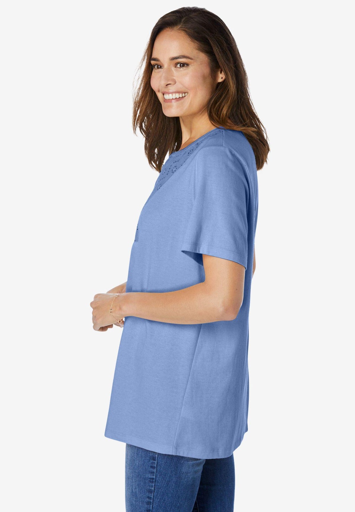 eyelet henley tee