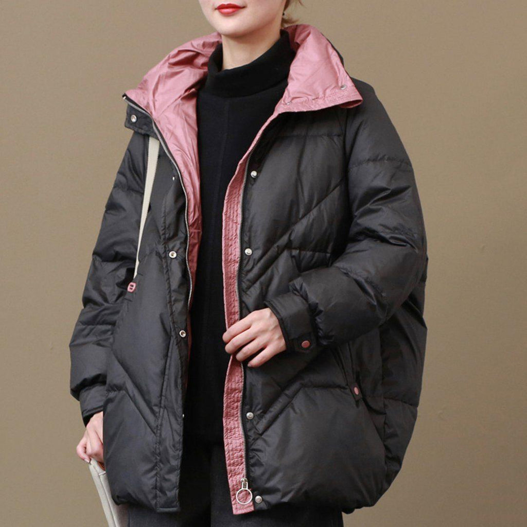 babakud loose stand collar casual winter down coat