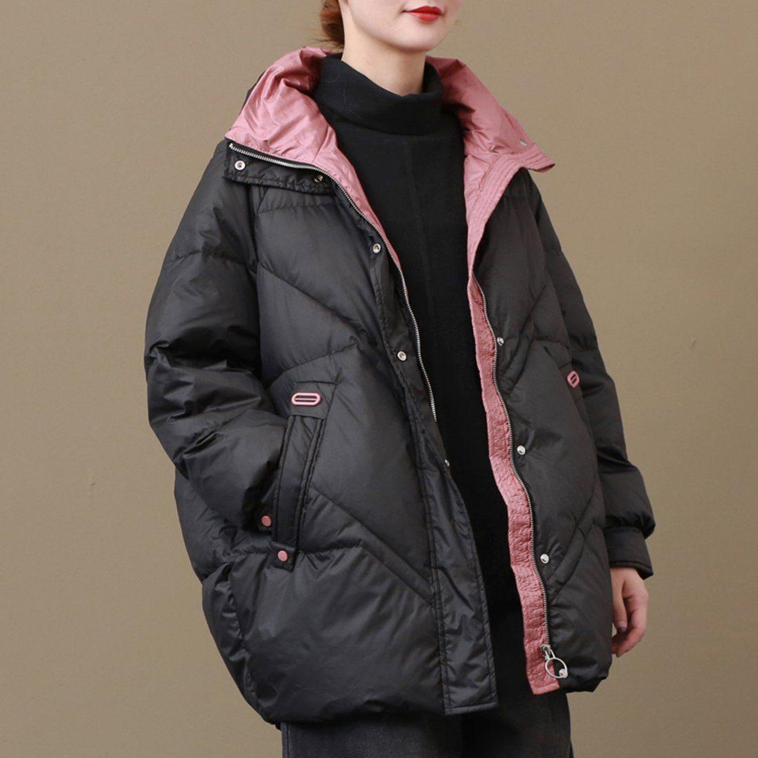 babakud loose stand collar casual winter down coat