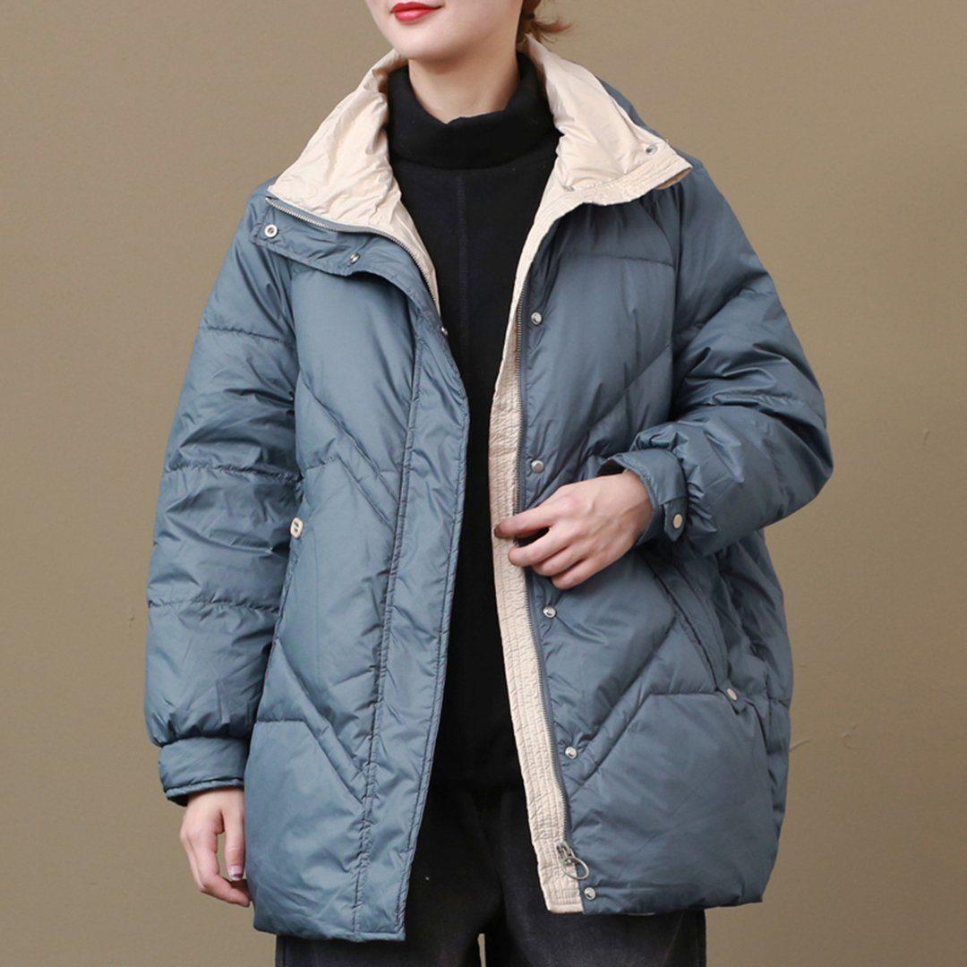 babakud loose stand collar casual winter down coat
