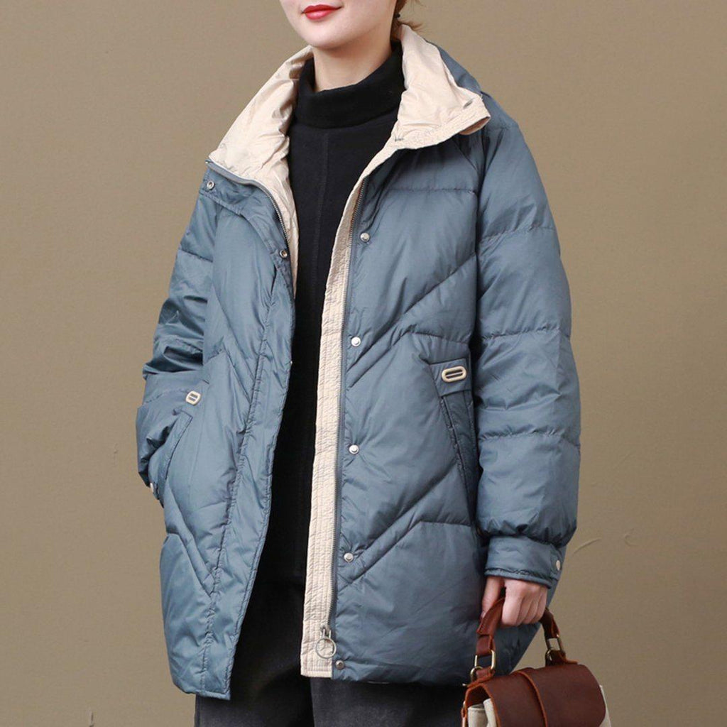 babakud loose stand collar casual winter down coat