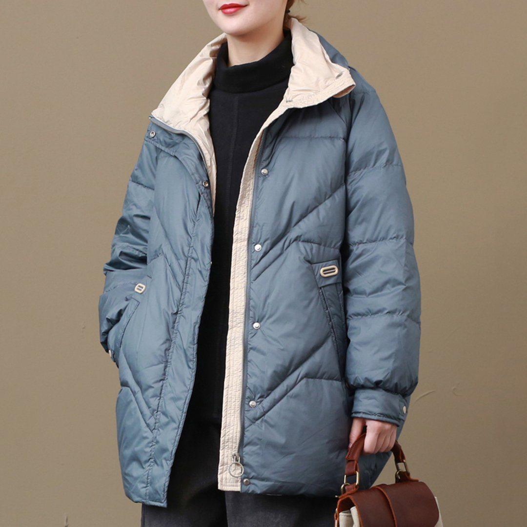 babakud loose stand collar casual winter down coat
