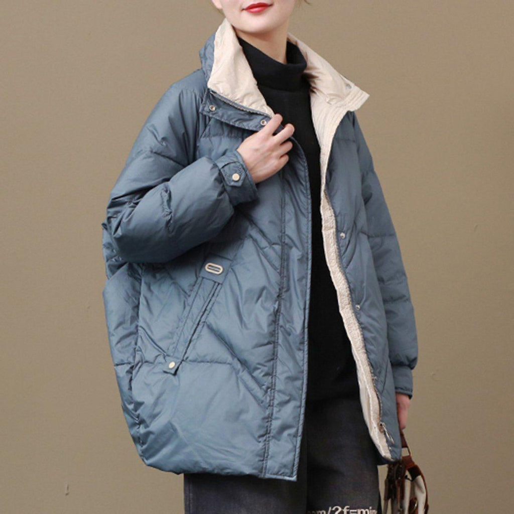 babakud loose stand collar casual winter down coat