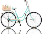 Beach Cruiser Bikes 26 inch Classic Retro Bicycles for Women Comfortable Commuter Bike for Leisure Picnics&amp;Shopping,Road Bike,Women's Seaside Travel Bicycle with Baskets&amp;Rear Racks (B)