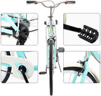 Womens Bike Complete Cruiser Bikes for Women Single Speed Classic Retro Bicycle with Front and Rear Fenders, Rear Rack, 26 Inch Comfortable Commuter Bicycle